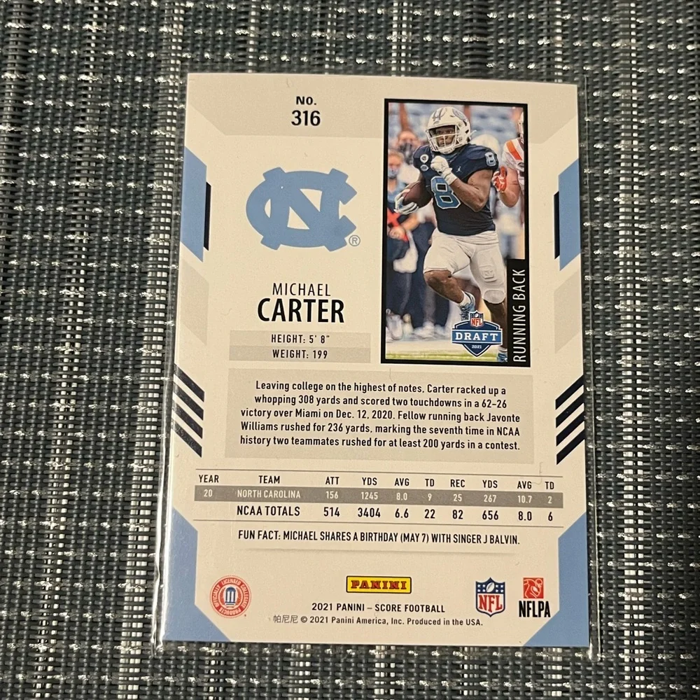 🏈 Micheal Carter Panini Score NFL Football Trading Rookie Card #316, Qty 1